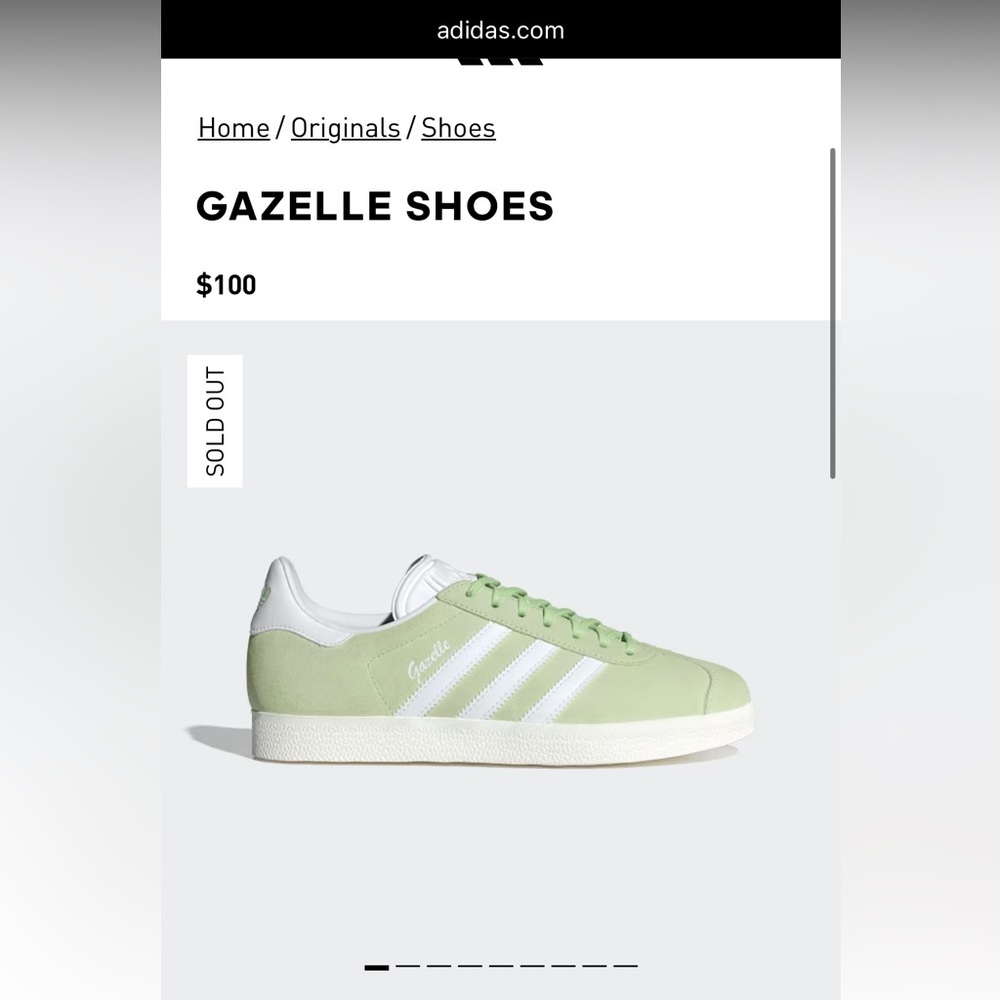 Adidas Gazelle Light Green and White Sneakers